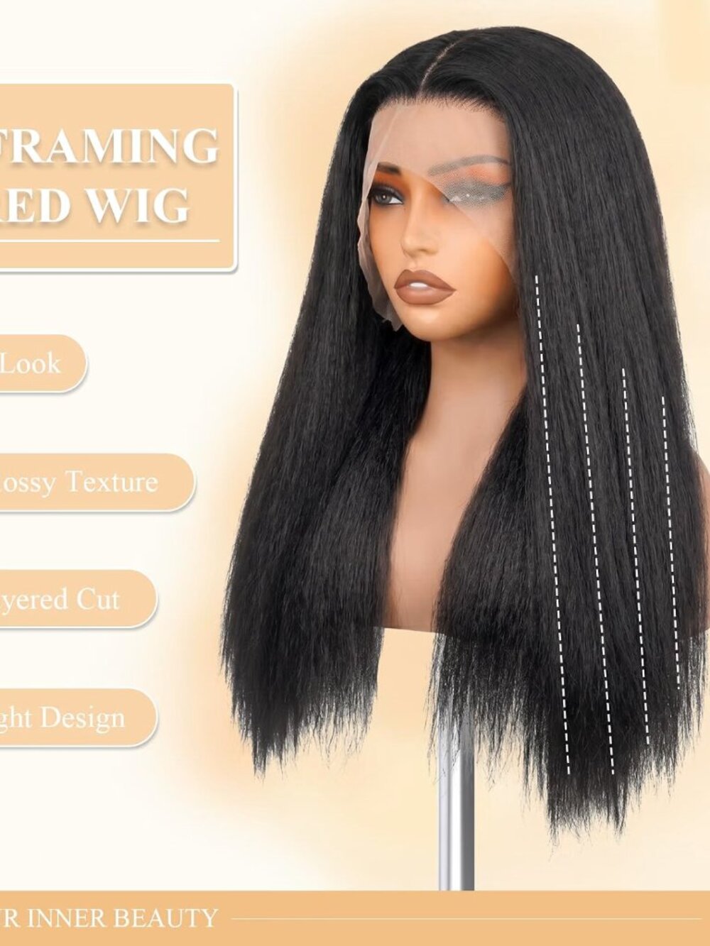 22" 13x6 HD Transparent Synthetic Lace Frontal Layered Wig